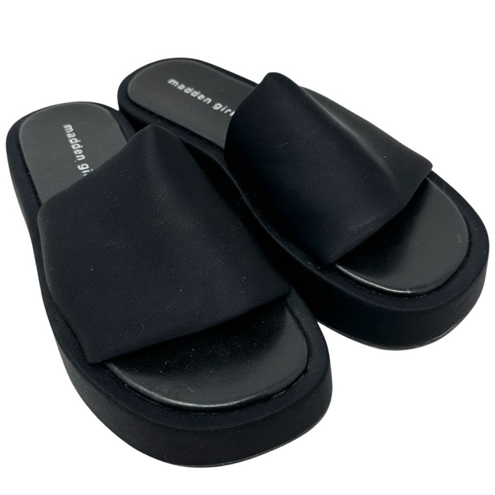New Madden Girl Bennet Flat Slides Sandals Black 7.5